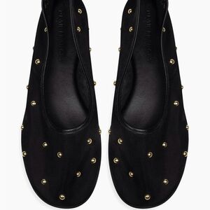 Dear Frances Balla Black Ballet Flats with Gold Studs